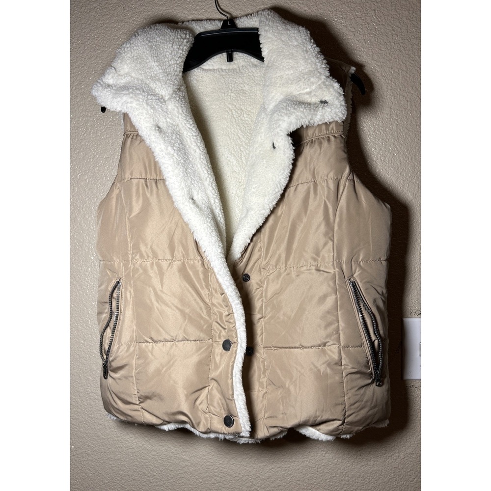 Lucky Brand Sherpa Lined Puffer Vest Reversible Size S